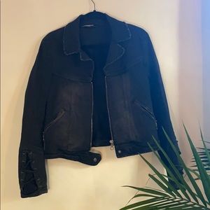 Free People Denim Moto Jacket